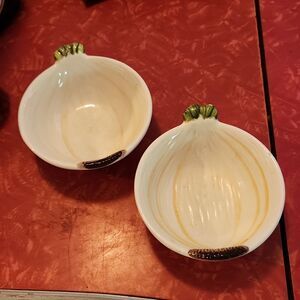 Pier 1 Onion Dish Dip Nuts Snack Set of 2